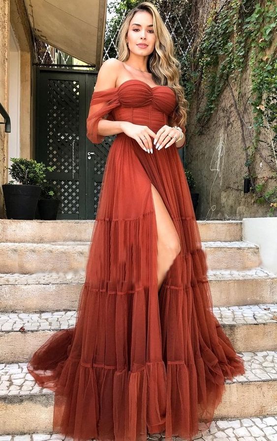 A Line Long Prom Dresses Evening Party Dresses