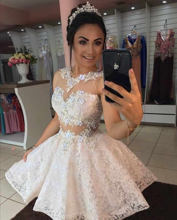 Lace Short Party Dress,Cocktail Dresses