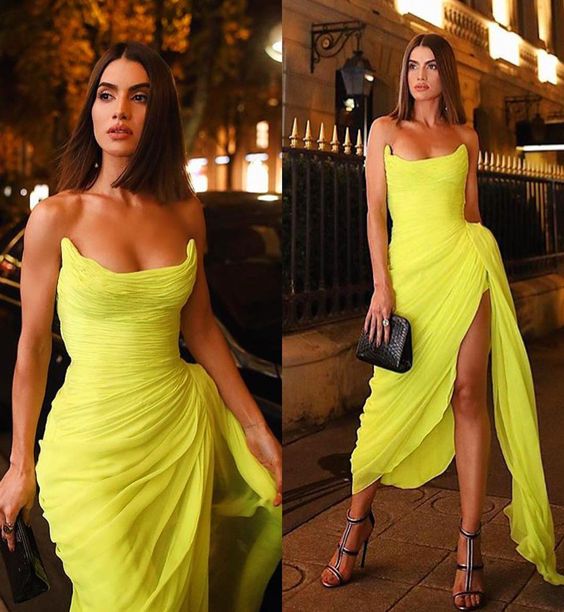 Charming Prom Dress Yellow Evening Dress