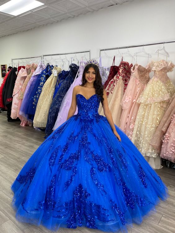 Blue Ball Gown Prom Dresses,Blue Evening Gown