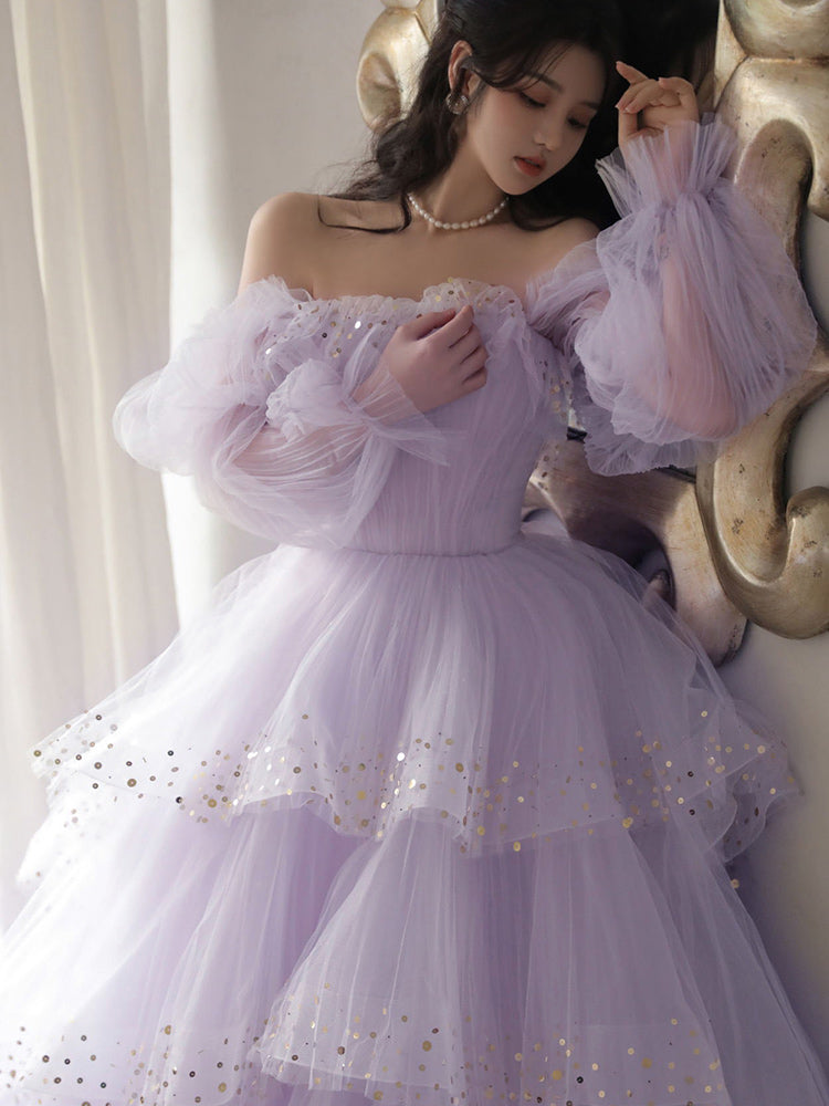 Women's tulle long ball gown prom dresses
