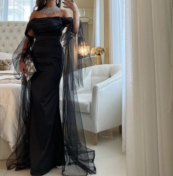 Black long evening dress Sexy Prom Dress