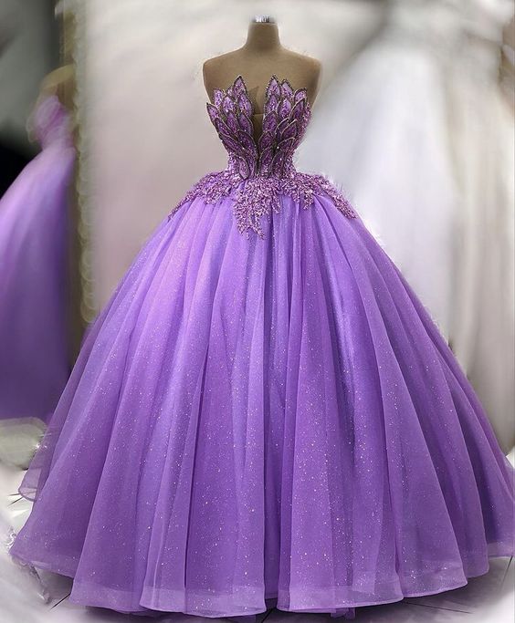 Purple Ball Gown Prom Dresses Long Sexy Prom Dress