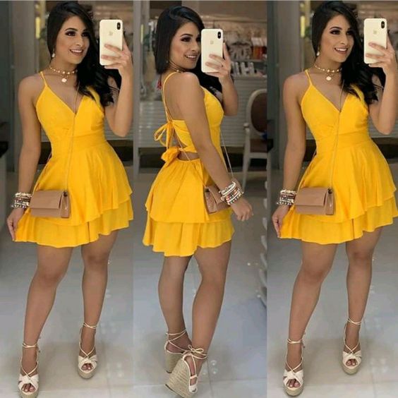 Yellow Short Party Dress,Cocktail Dresses