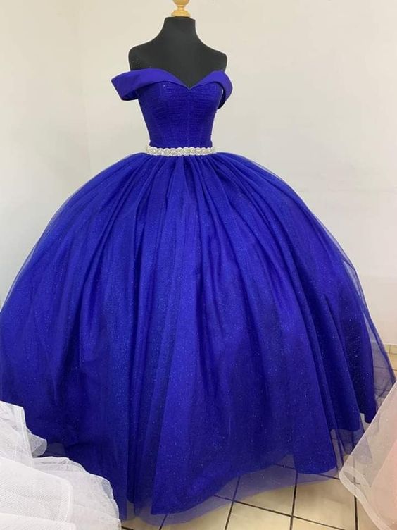 Royal Blue Tulle Princess Ball Gown Long Prom Dress