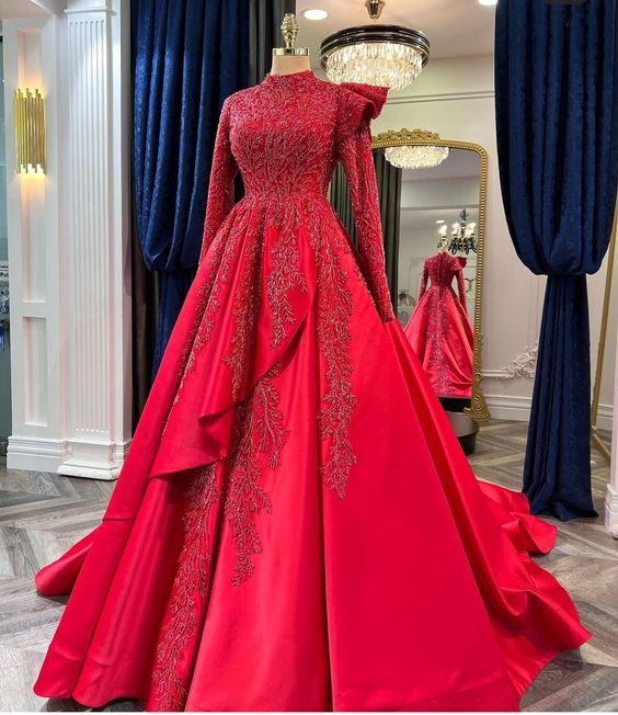 Elegant Red Prom Dress Long Evening Dress