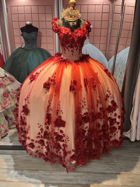 Burgundy quinceañera dress Ball Gown Prom Dresses Evening Gown