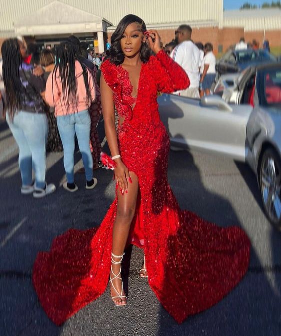2023 Mermaid Long Red Prom Dresses Party Dress