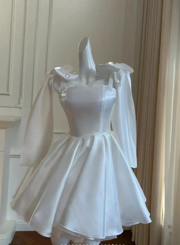 Cute White satin Short Prom Dress Homecoming Dress Y8583 by simplepromdress