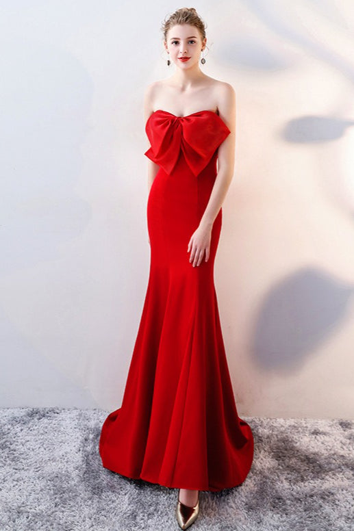 Bow Strapless Mermaid Dress with Relaxed Fit and Comfort Fit Design