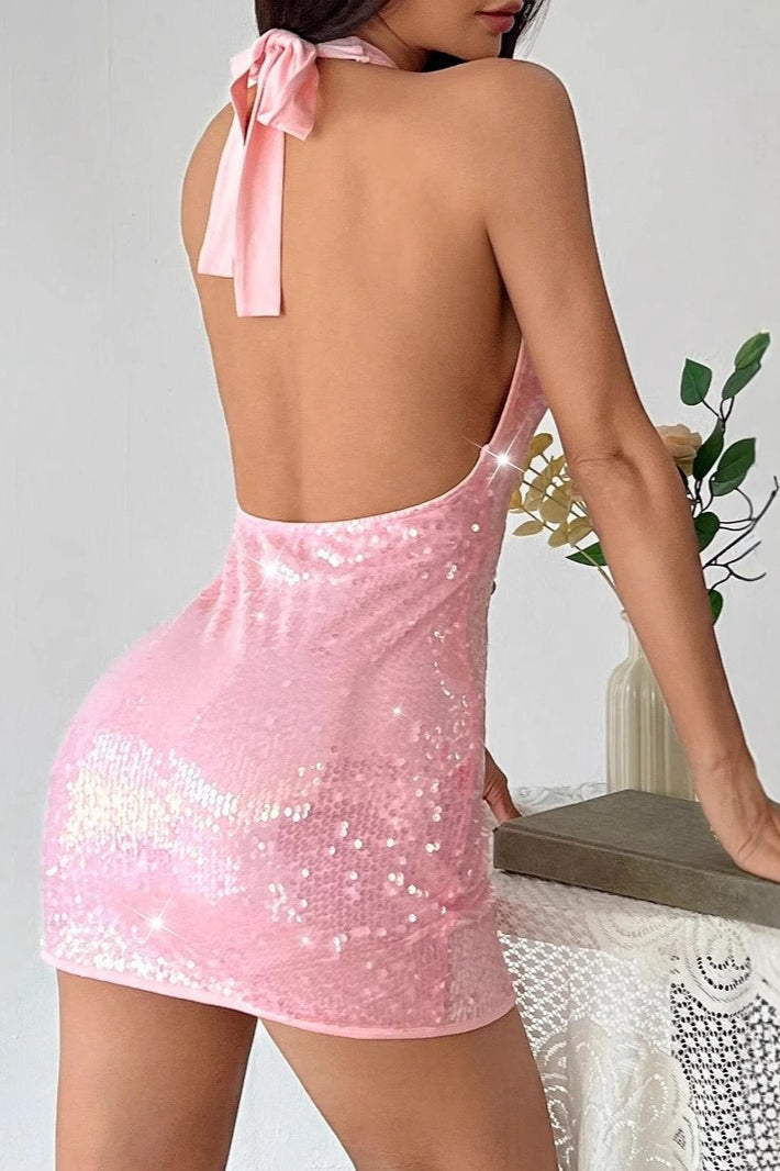 Backless Sequin Slip Mini Sequin Dress - View 4 | VelvetHem