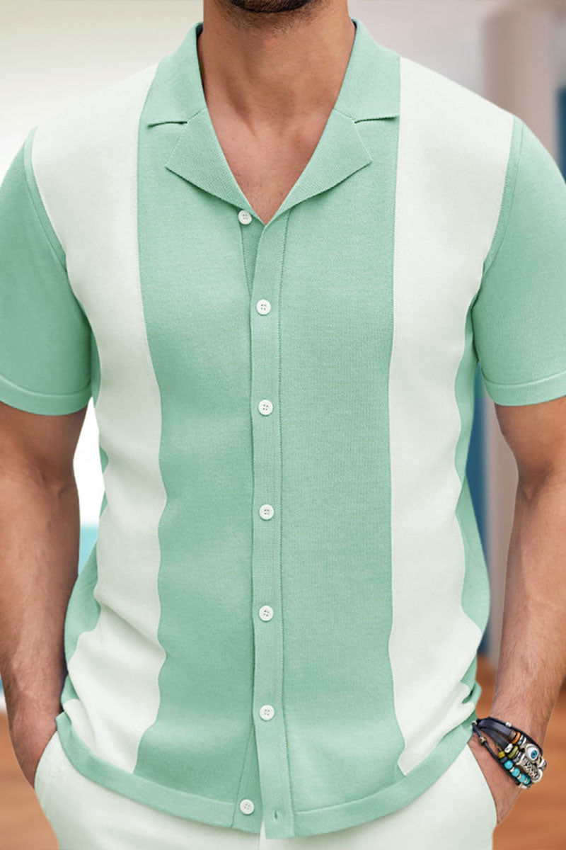 Summer Men's Business Casual Hawaiian Collar Short Sleeve POLO Cardigan - Fashionpara