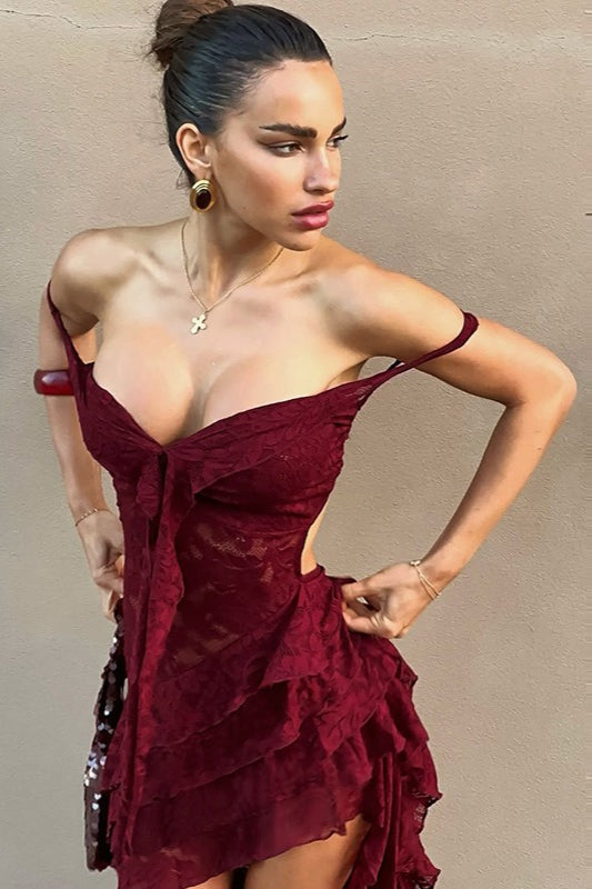 Lace Strapless Party Dress - View 2 | VelvetHem