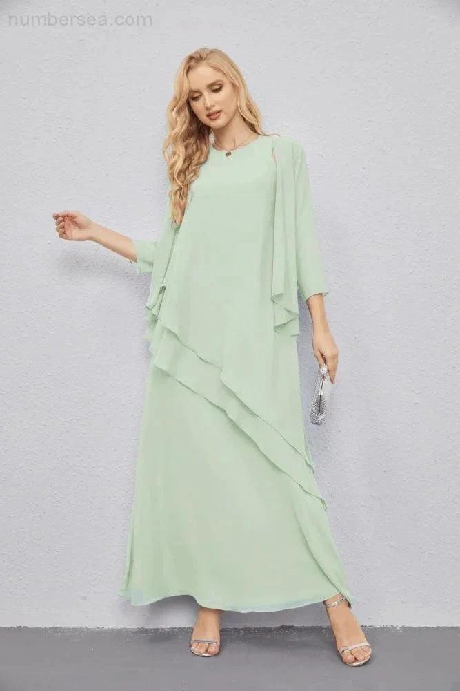 Mother of Bride Dresses with Open Front Lightweight Cardigan Formal Prom Gown  28081 (ZD16990)