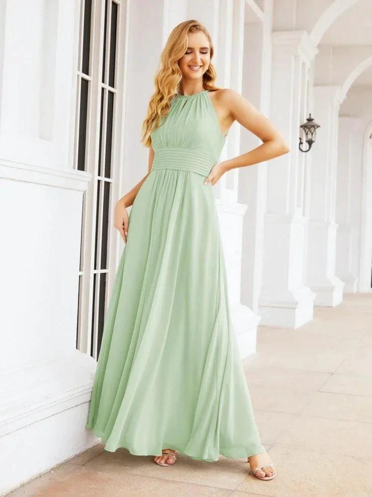 Numbersea Keyhole Bridesmaid Dresses Sleeveless Formal Evening Party Prom Gowns 28043 by numbersea