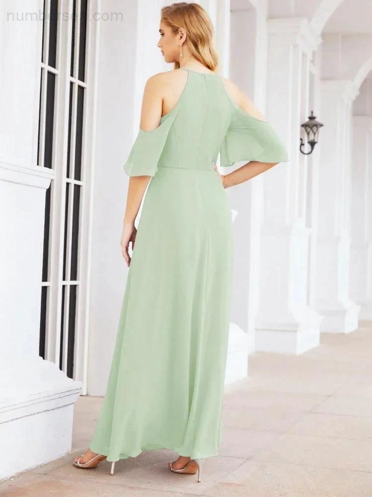 ZapDress Cold Shoulder Bridesmaid Dresses A-Line Long Formal Evening Gowns 28074 (ZD17048)