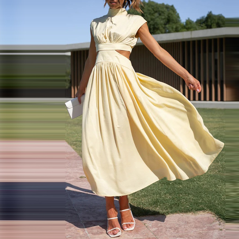 Rebeca Long Maxi Dress Vintage Inspired Dress with Premium Casual Styling