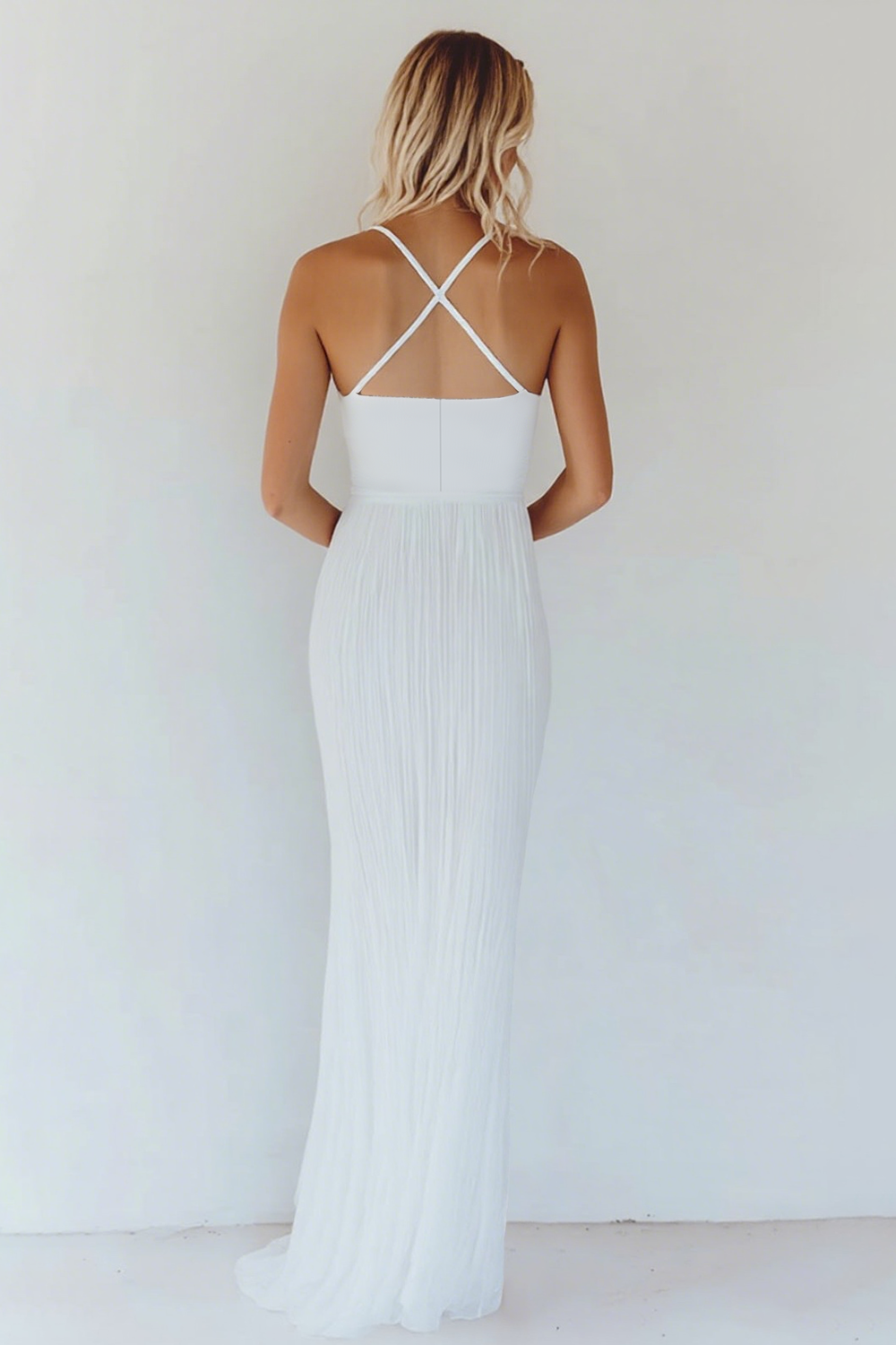 Cotton White A Line Spaghetti Straps Bodycon Graduation Dress