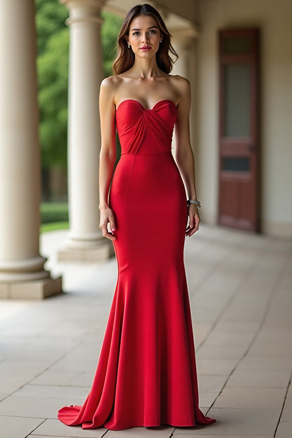 Red Sweetheart Mermaid Long Prom Dress
