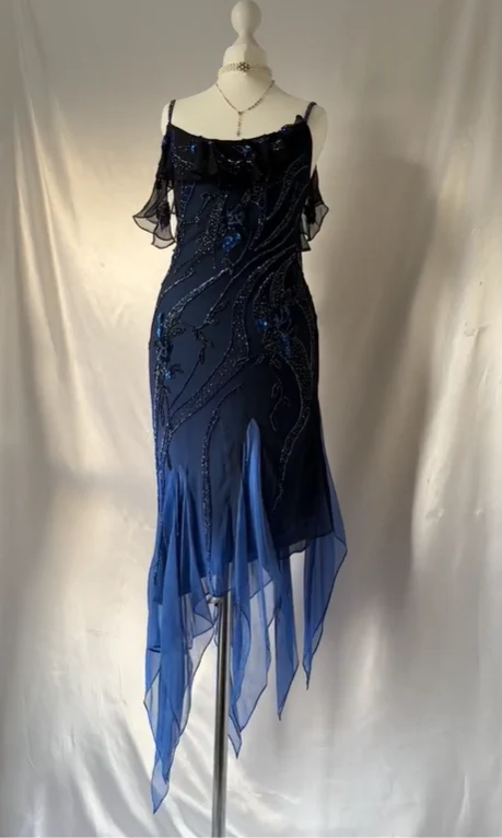 Luxurious Navy Blue Chiffon Beaded Evening Dress Formal Party Prom Dress Y7529 - View 5 | VelvetHem