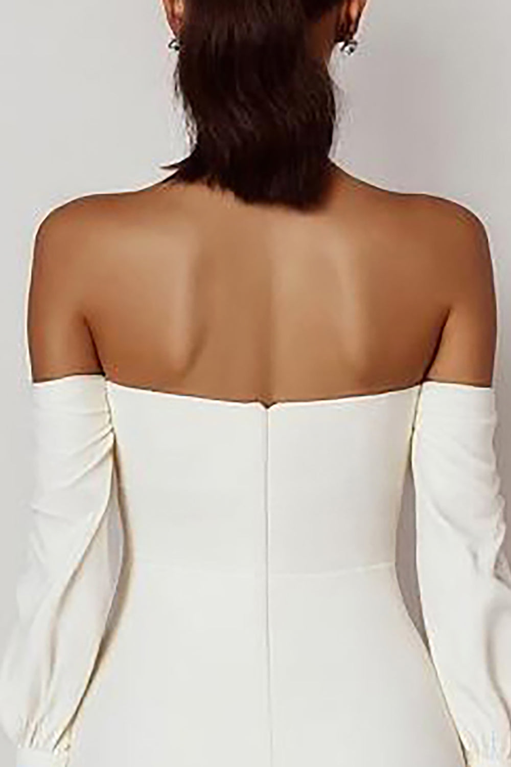 Bodycon Bow Mini Graduation White Dress with Sleeves
