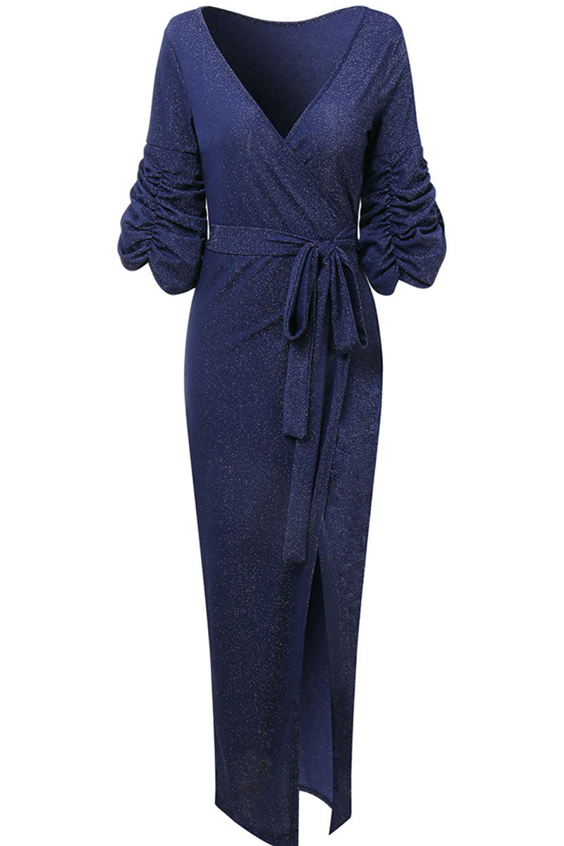 Sexy Solid Patchwork V Neck Evening Dress Dresses(3 Colors) - View 10 | VelvetHem