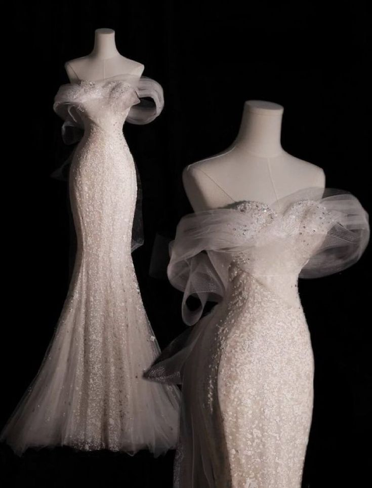 Beautiful Off-the-shoulder Sequins Long Mermaid Wedding Dress Chic Prom Dress