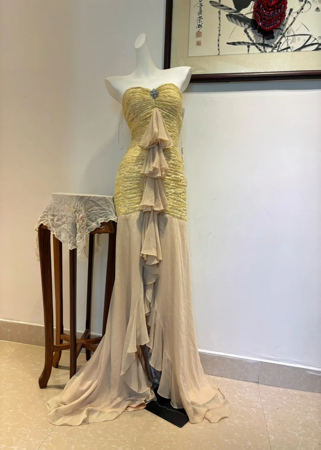 Mermaid Lace Chiffon Long Prom Dress Sweetheart Formal Party Dress