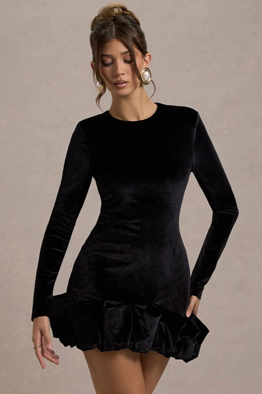 Velvet Ruffle Hem Party Dress - View 6 | VelvetHem
