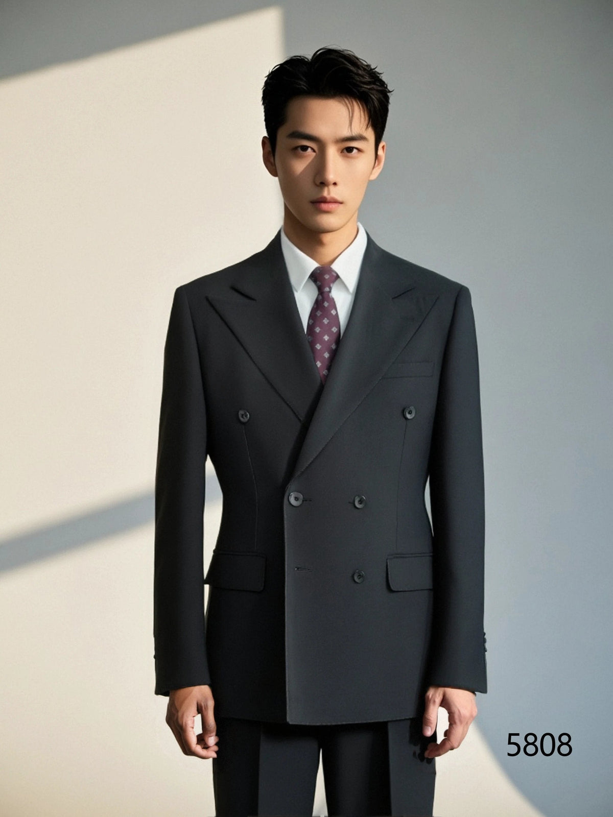 Black Wool Double Breasted 3 Piece Wedding Suit For Groom And Groomsmen (ZD17117)