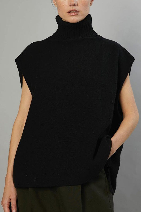Turtleneck Sleeveless Top Fashion Casual Sweater