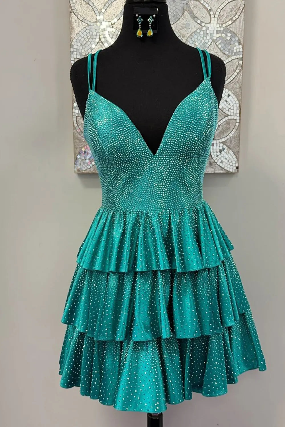 Sparkly A Line Spaghetti Straps Fuchsia Short Homecoming Dress with Beading