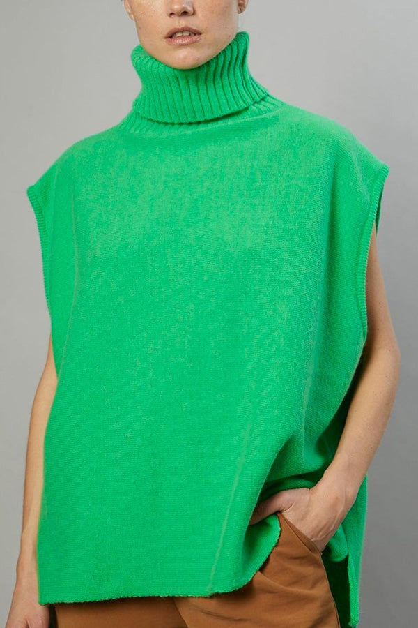 Turtleneck Sleeveless Top Fashion Casual Sweater
