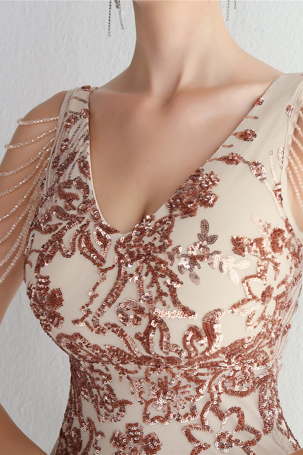 Elegant Long Slim Sequin Formal Event Sequin Dress - View 6 | VelvetHem