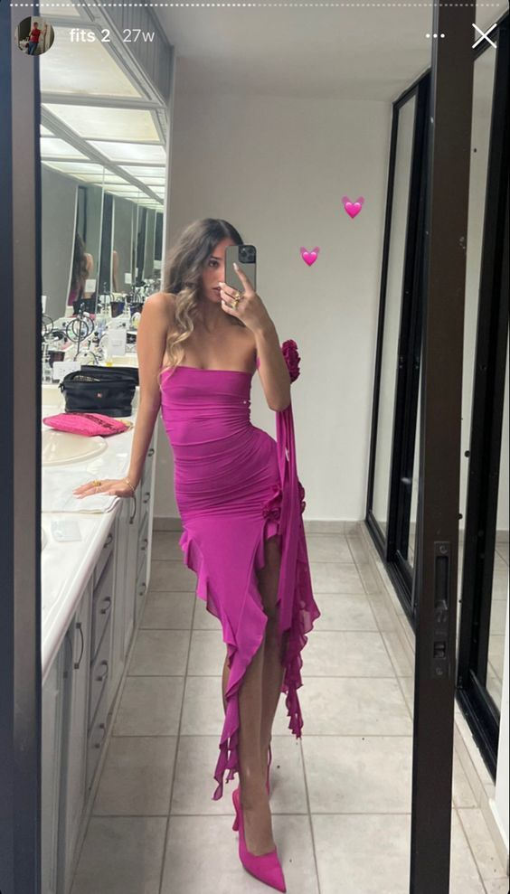 Sexy chiffon Strapless High Low Birthday Dress Prom Party Dress