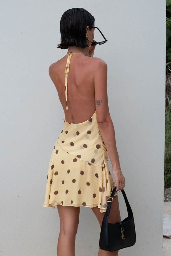 Fl Polka Dots Dress with Relaxed Fit and Layered Outfit Styling
