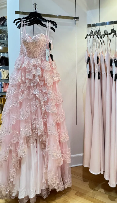 Shiny Prom Dress Sweetheart Tiered Evening Dress Gala Dress - FashionDia