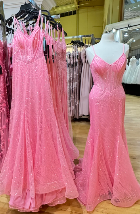 Beauty Prom Dress Spaghetti Straps Sheath Mermaid Evening Dress Gala Dress - FashionDia
