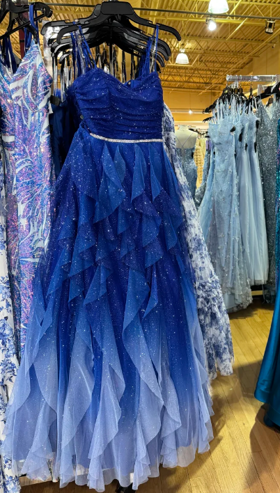 Stunning Prom Dress Spaghetti Straps Ombre Tiered Evening Dress Gala Dress - FashionDia