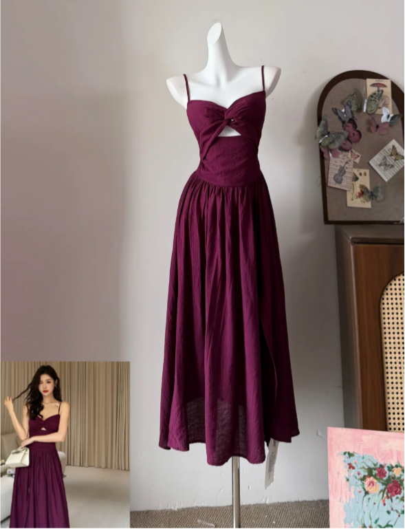 Pretty Prom Dress A-Line Wine Red Spagehtti Straps Pleated Evening Dress Gala Dress - FashionDia