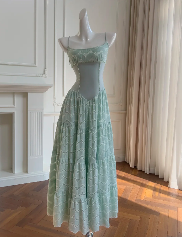 Beauty Prom Dress Spaghetti Straps Pleated Gala Dress Long Evening Dress - FashionDia