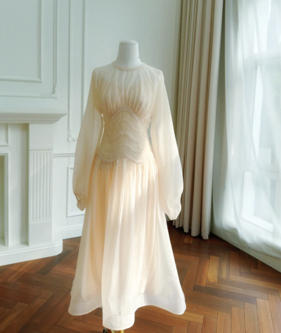 Elegant Prom Dress Crew Neck Pleated Gala Dress Long Evening Dress - FashionDia