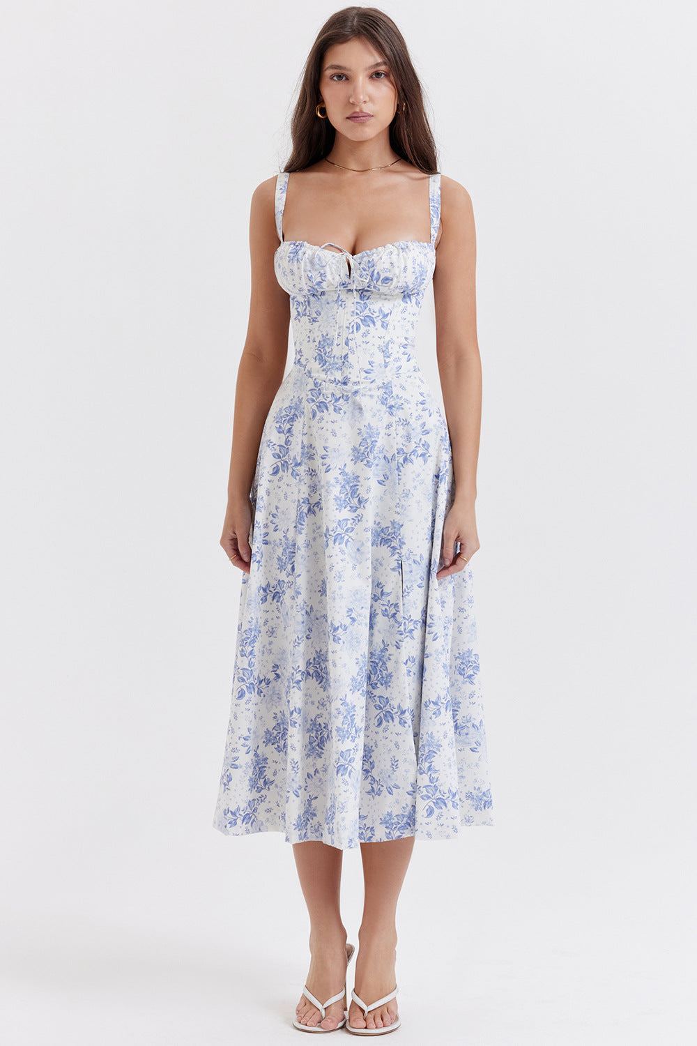 Lucía Boutique Vintage Tight Dress with Floral Pattern and Waist Evening Wear Edit