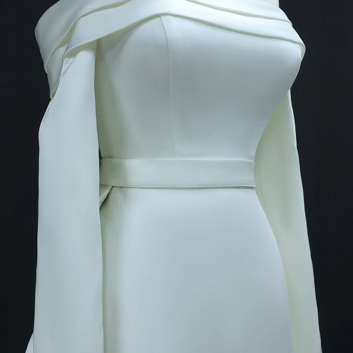 Luxury Minimalist Off Shoulder Wedding Dress with Overskirt ZP177