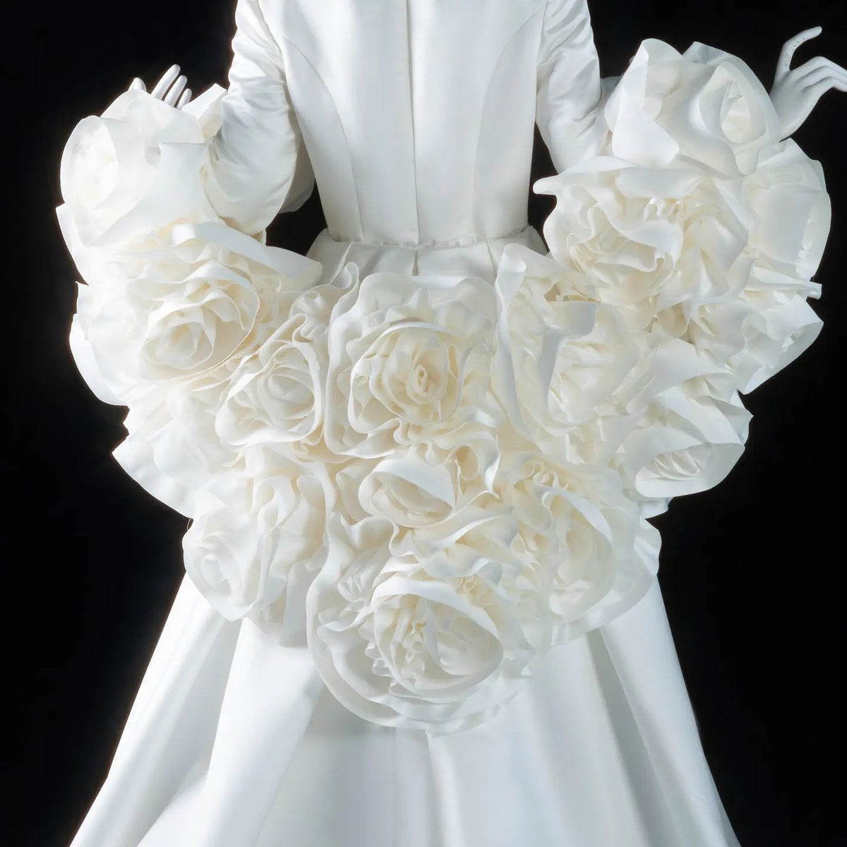 Ivory  Romantic A-Line Satin Wedding Dress 3D Rose Floral With Veil  ZP033
