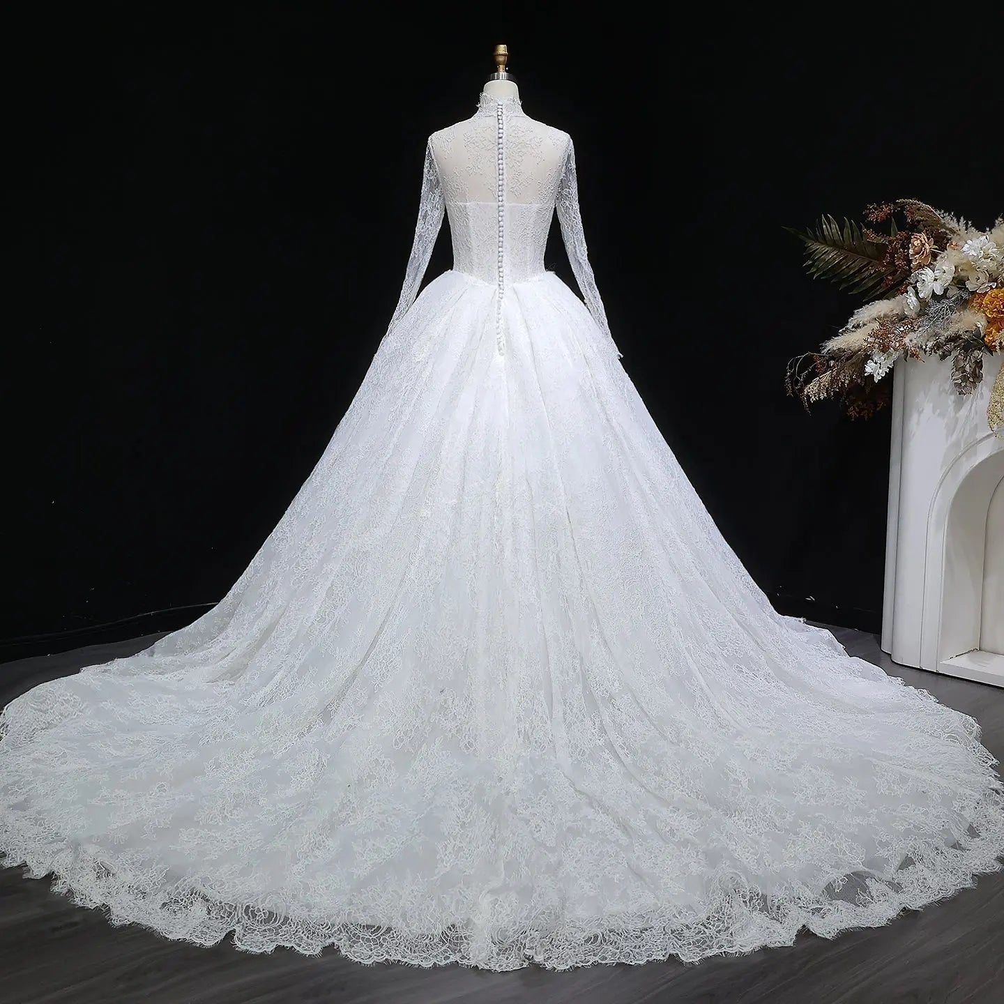 Luxury High Neck Lace Wedding Dress ZP182