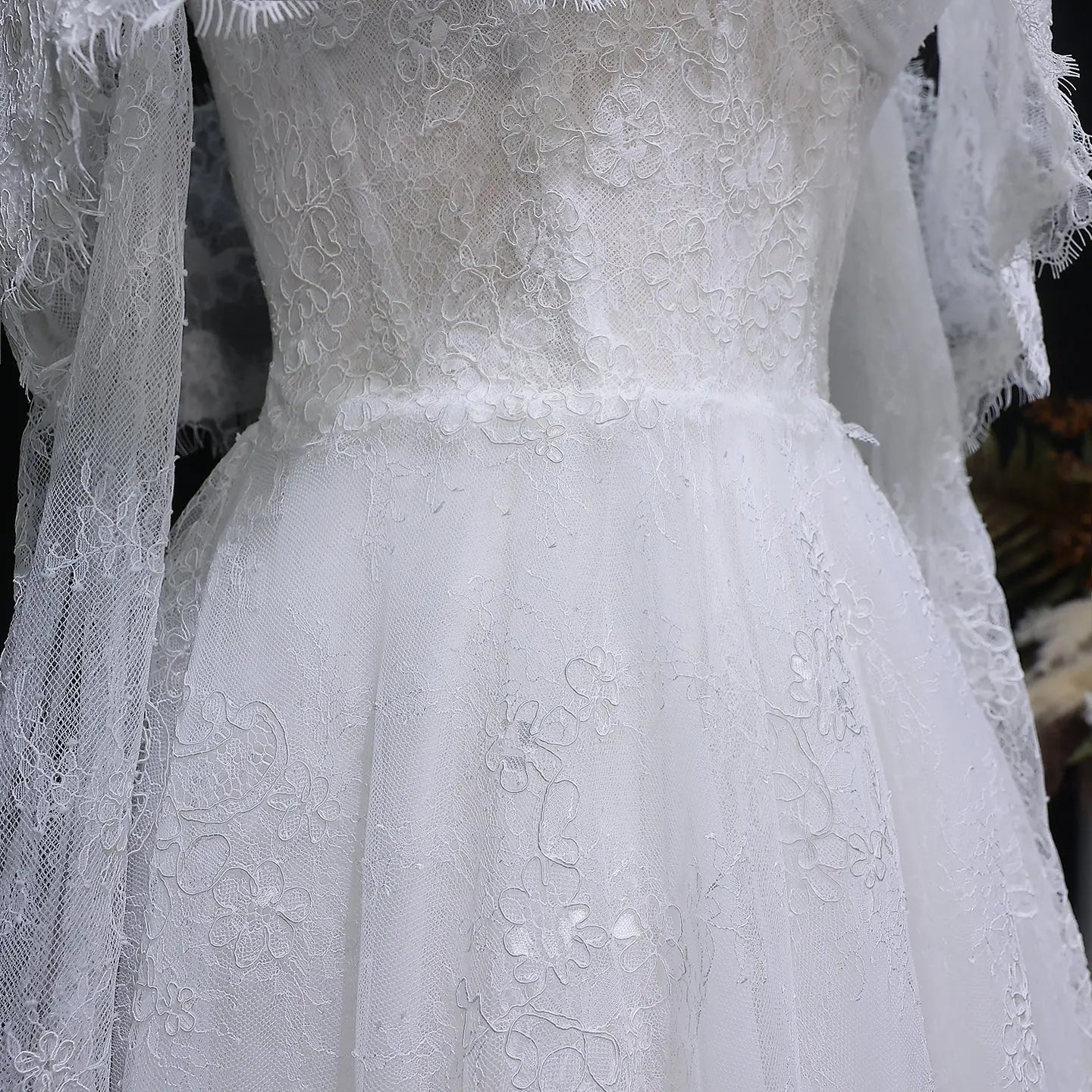 Luxury Off Shoulder Wedding Dress with Long Sleeves ZP175