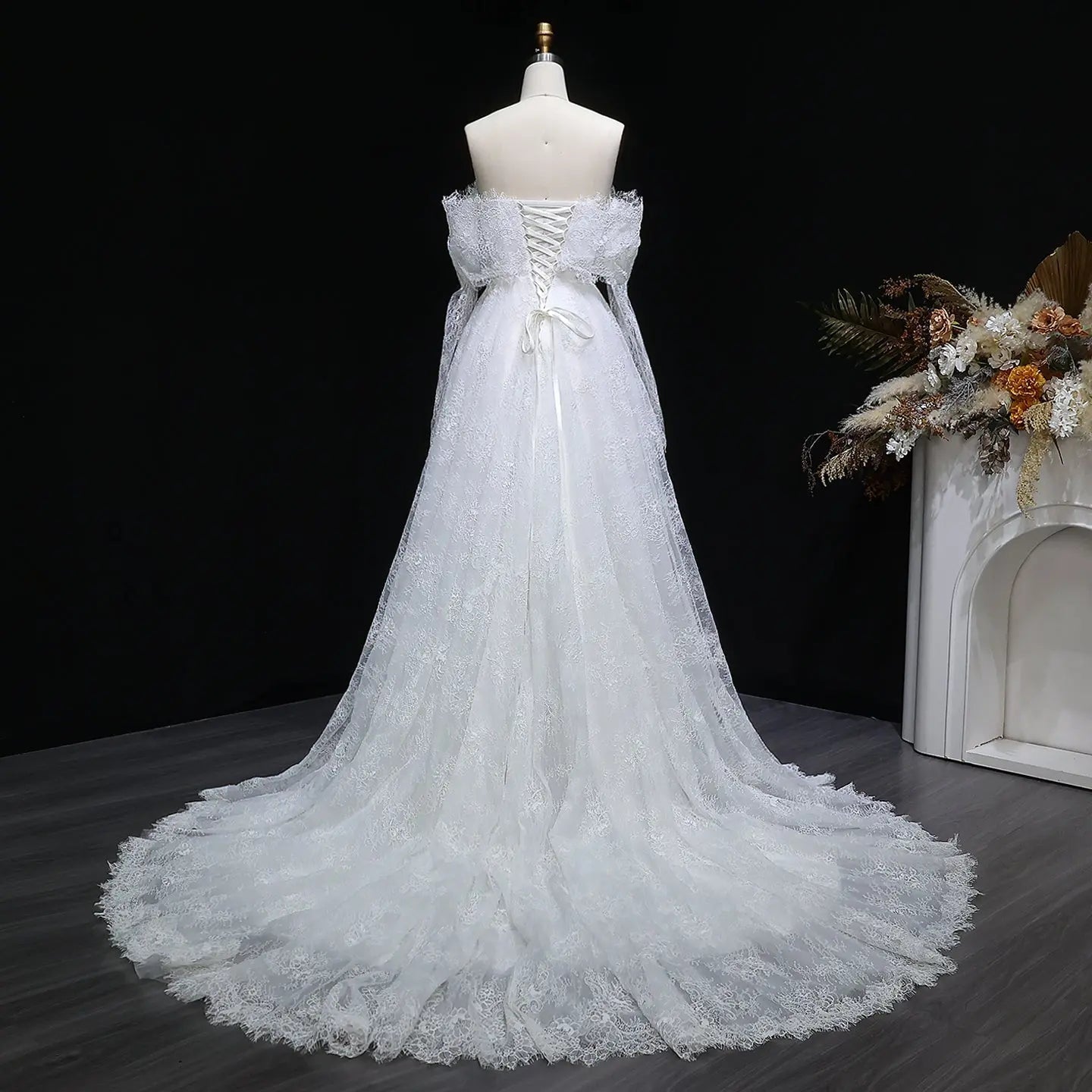 Luxury Off Shoulder Wedding Dress with Long Sleeves ZP175
