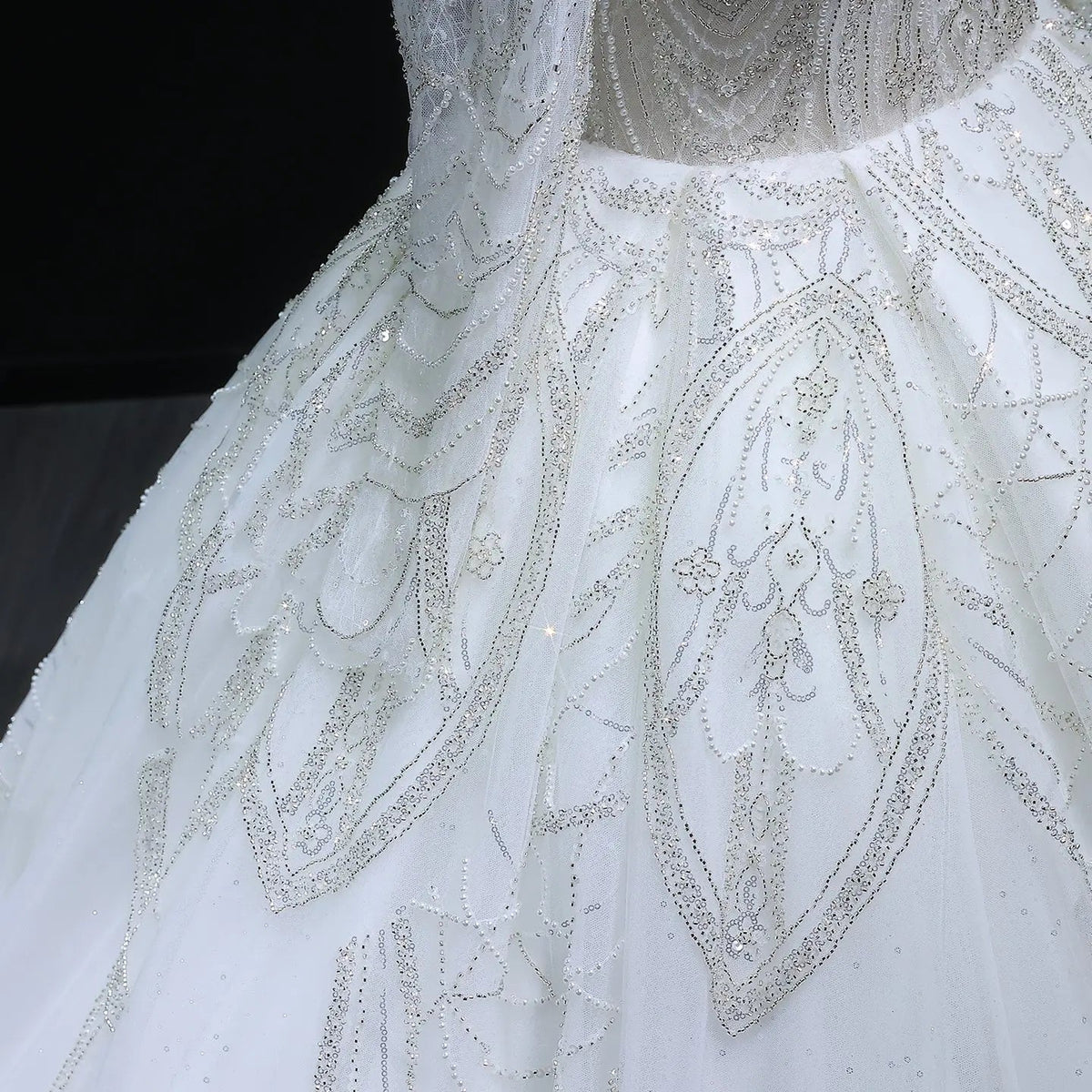 Luxury Beaded Long Sleeve Ball Gown Wedding Dress ZP184