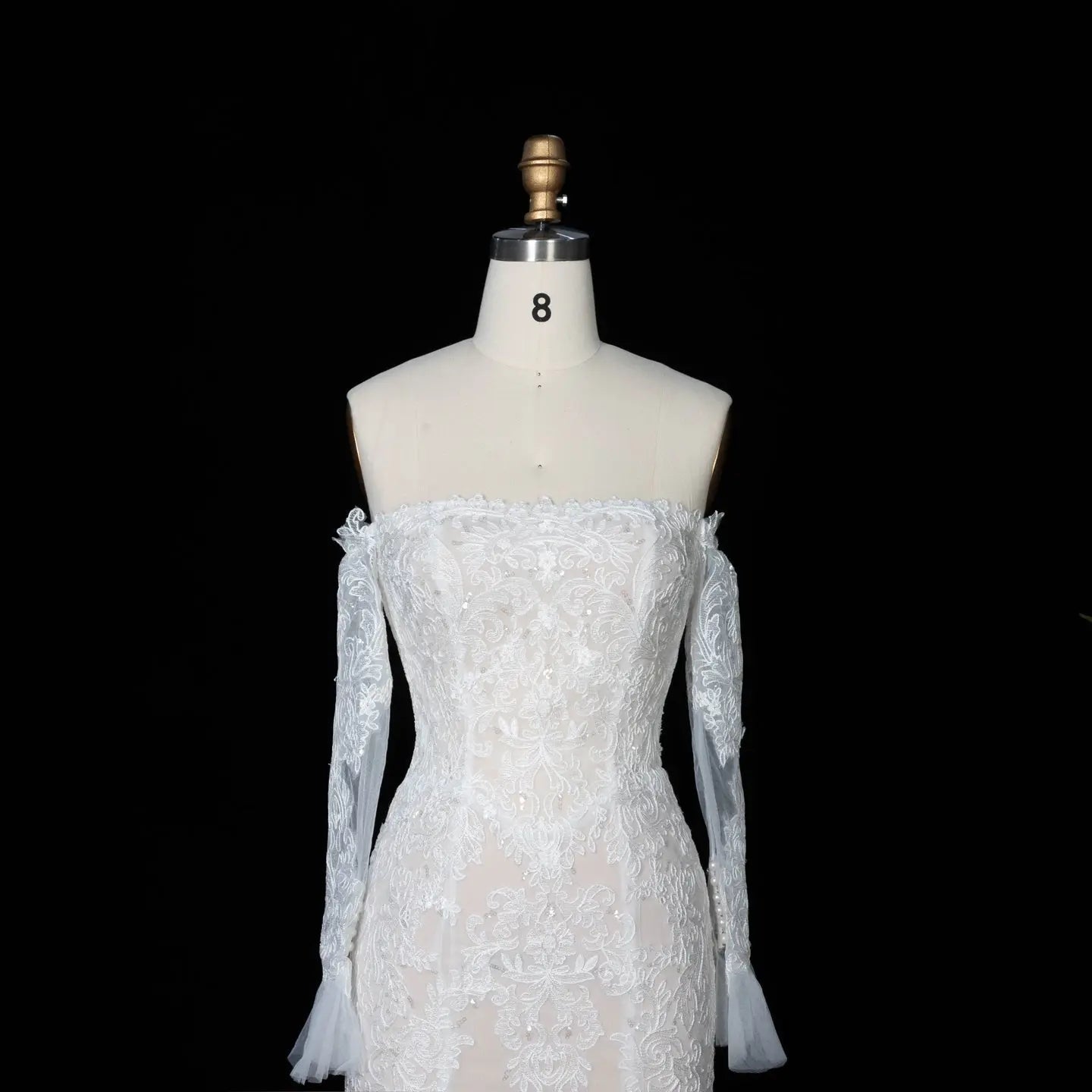 Off White  Lace Stunning Feminine Mermaid Wedding Dress Train  ZP036